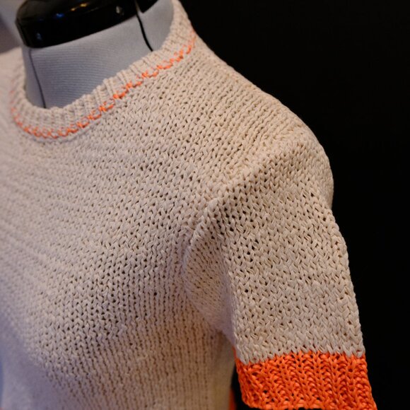 Zara NWT Tan & Orange Raffia style sweater - Picture 2 of 4